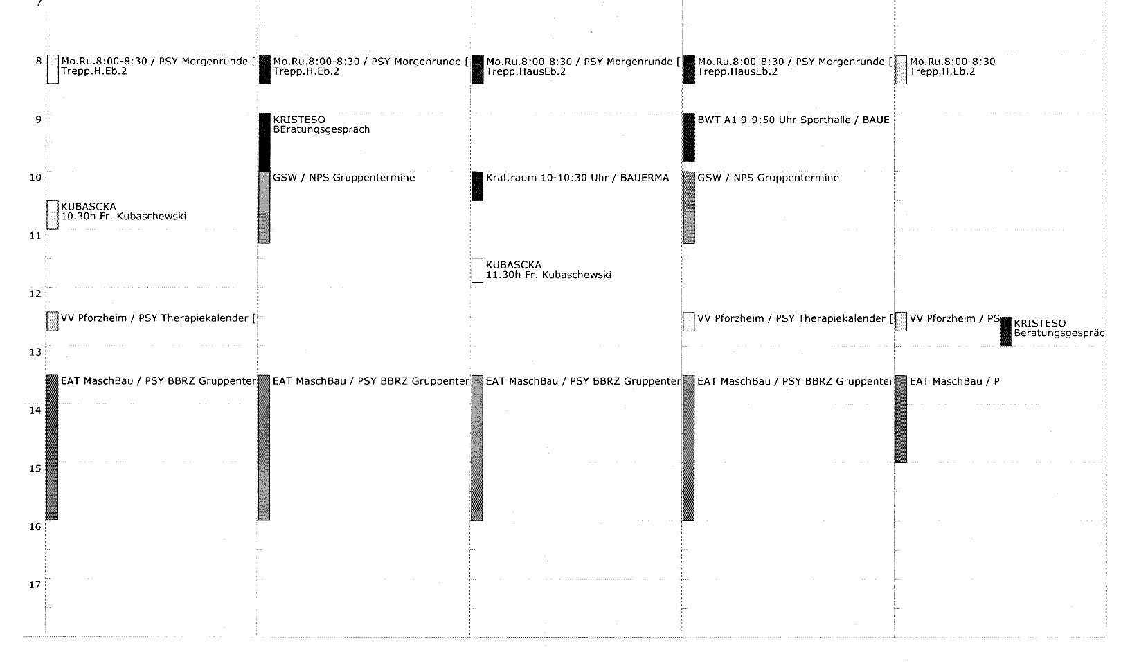 Wochenplan Psychiatrie