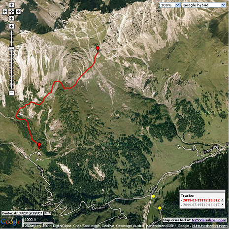Aufstiegsroute zum Klettersteig Neyerscharte